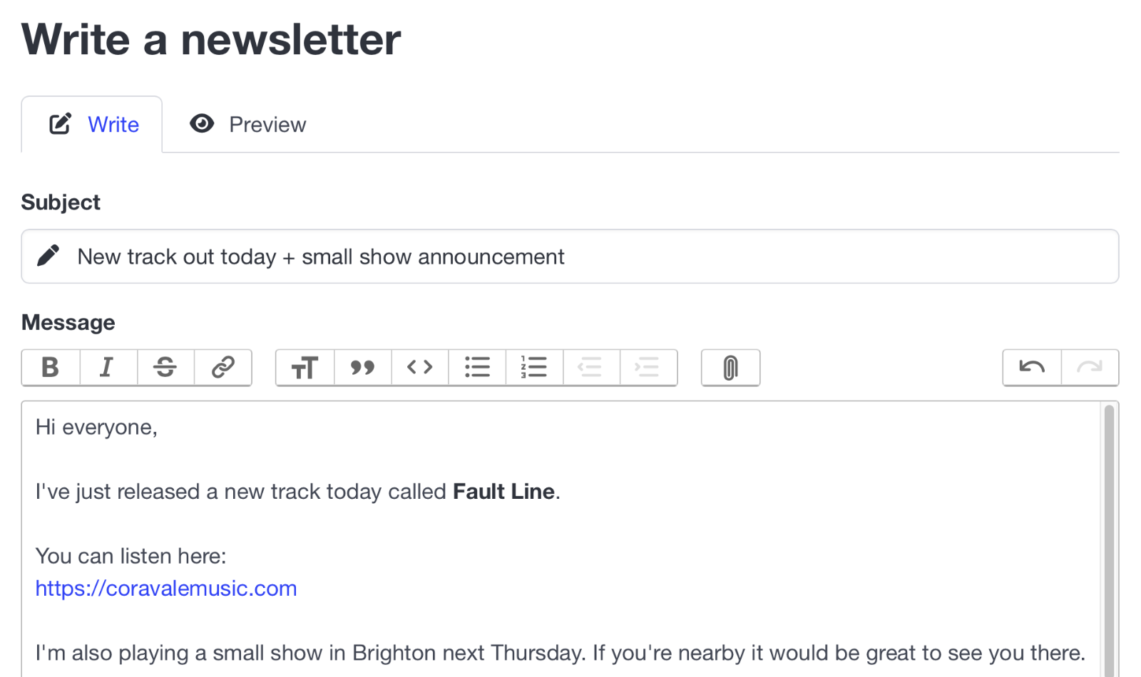 BandTools newsletter editor